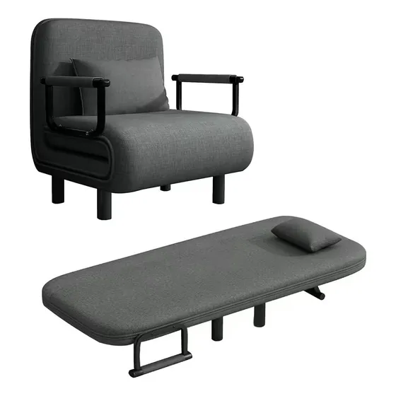 Sofá Cama Fabulcozy  Reclinable Plegable Con Almohadón Gris