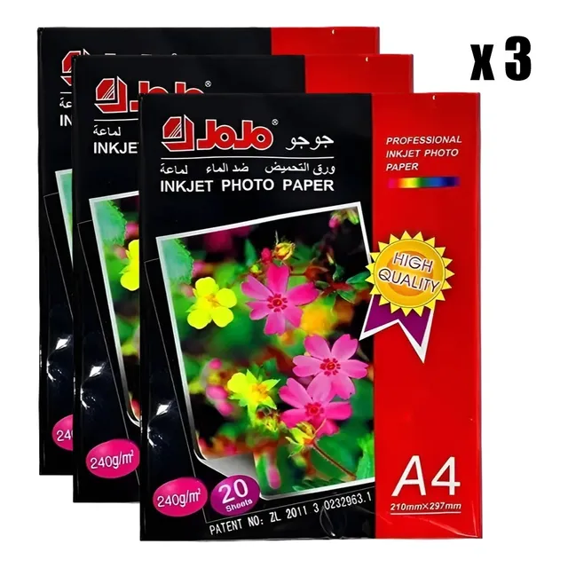 Papel Fotográfico A4 Jojo 240g 20 Hojas Brilloso