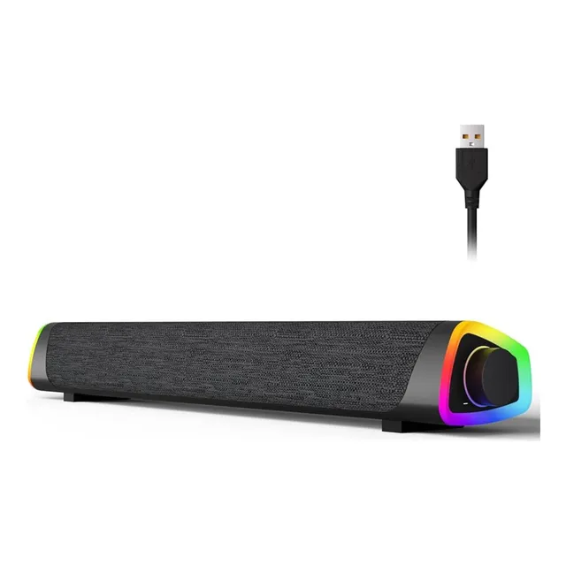 Barra De Sonido Bluetooth Usb V8 Stereo Envolvente Led Negra