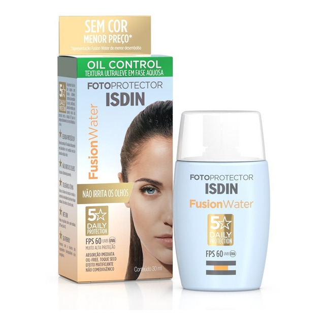 Isdin Protetor Solar Facial Fusion Water 5 Stars Sem Cor Fps 60 - 30ml