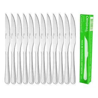 Jogo Aço Inox 12 Faca Mesa Churrasco Premium Continental Cor Cinza Jogo Aço Inox 12 Faca Mesa Churrasco Premium Continental Cor Cinza