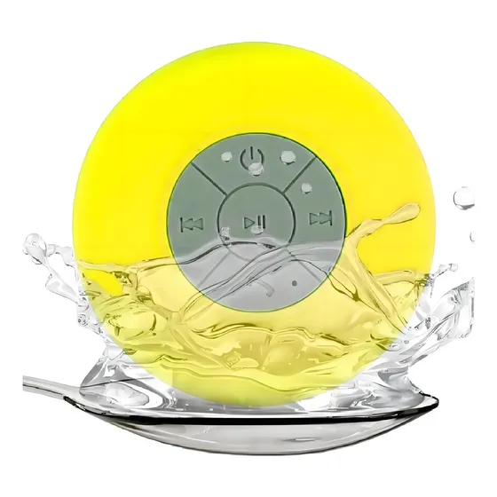 Bocina Con Ventosa Slim Y Impermeable Portátil Bluetooth Color Amarillo
