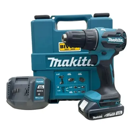 Parafusadeira Furadeira Impacto 18v 2 Baterias Maleta Makita Azul-marinho