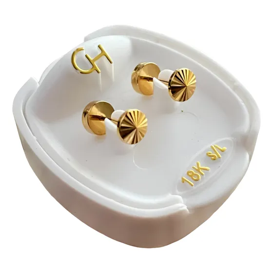 Medio Par Chino Facetado Oro 18 Kilates (1)