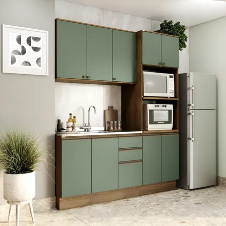 Cozinha Compacta Celeste Kappesberg 100% Mdf Verde 190cm