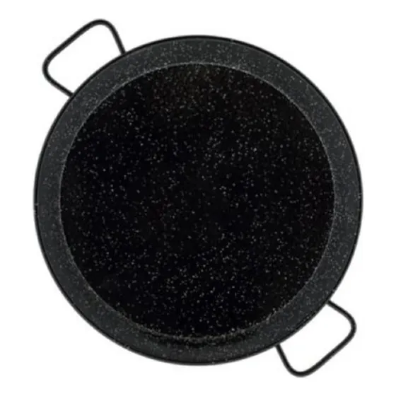 Paellera En Acero Esmaltado 34cm Para 6 Porciones Garcima Color Negro