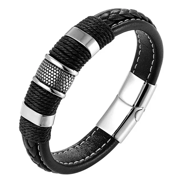 Pulsera De Cuero Genuino Hang Trenzado Para Hombre Y Mujer
