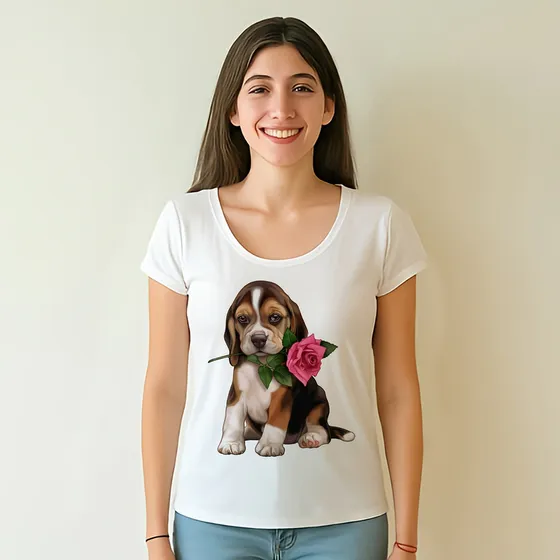 Remera Perro Beagle Cachorro 2 Animales Mujer Purple Chick