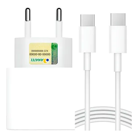 Carregador Turbo 30w Para iPhone 15 16 Plus Pro Max Tipo C Branco