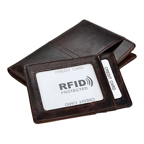 Cuero Genuino Billetera Y Tarjetero Extraíble Rfid