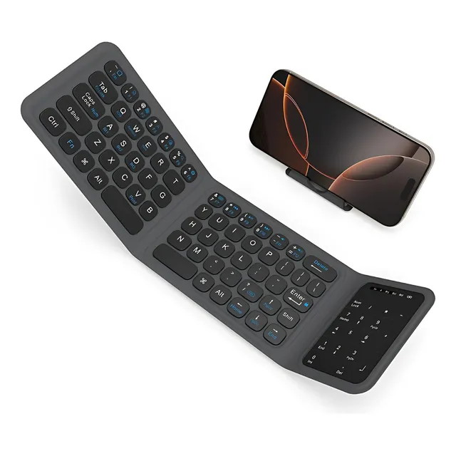 Teclado Wiwu Plegable Inalámbrico Universal Con Soporte Teclado Gris Oscuro Idioma Inglés Us