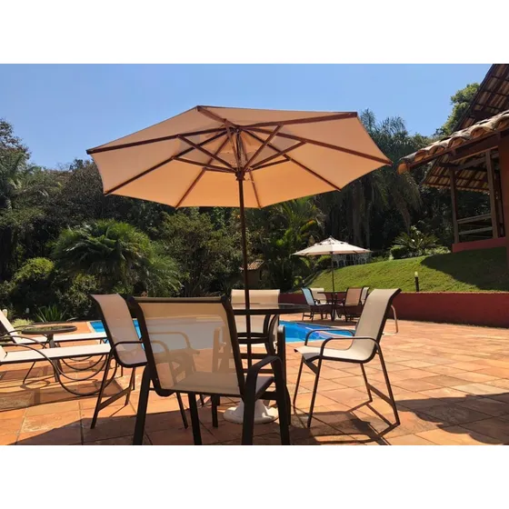 Jogo Conjunto De Mesa Com 4 Cadeiras Aluminio + Guarda Sol Estrutura Opcional
