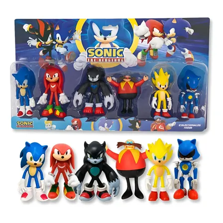 Kit 6 Sonic Collection Bonecos Coleção Brinquedo Articulado