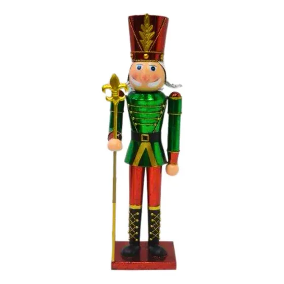 Cascanueces De Metal Rojo/verde/dorado 59 Cm