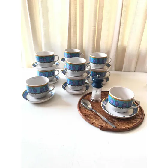 Bolws Para Chupe, Tazón Con Asa Y Plato Base, 10 Puestos
