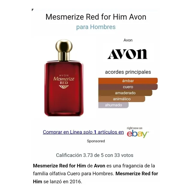 Fragancia Masculina Mesmerize Red