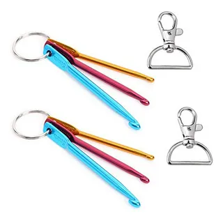 Mini Ganchillos De Aluminio Con Llavero Compatible Con Diy Y Mini Ganchillos De Aluminio Con Llavero Compatible Con Diy Y