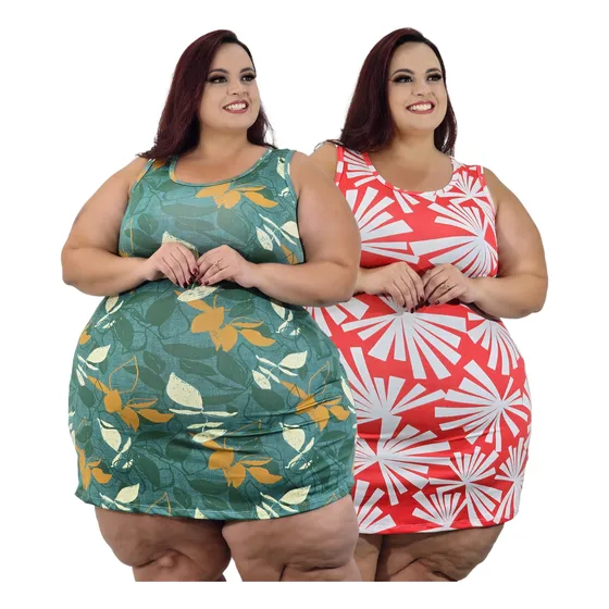 Kit 2 Vestidos Senhora Básicos Soltinho Leve Atacado Revenda