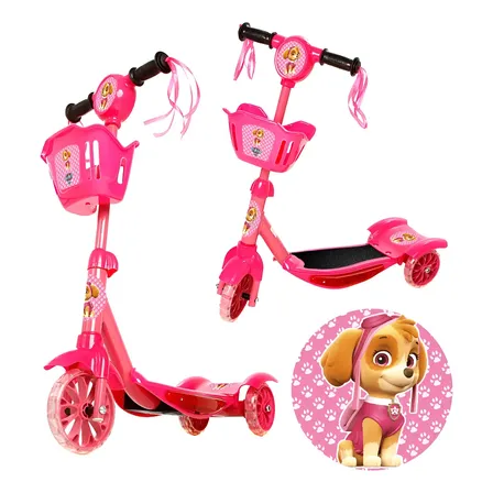 Patinete Para Crianças Scooter 3 Rodas Brinquedo Infantil Rosa Skye