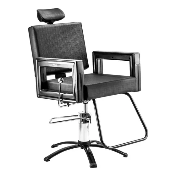 Silla de barbero reclinable negra cuadrada Dompel