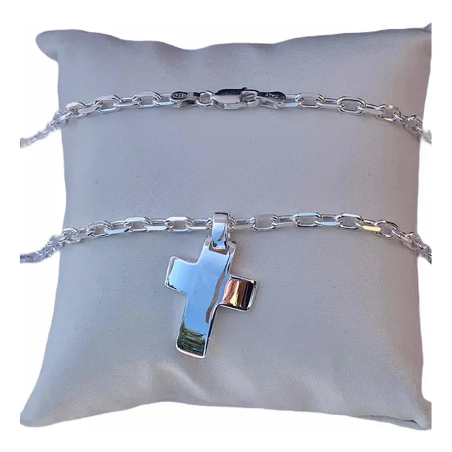 Cadena De Hombre Forcé 3mm 70cm Más Cruz Mediana Plata 925