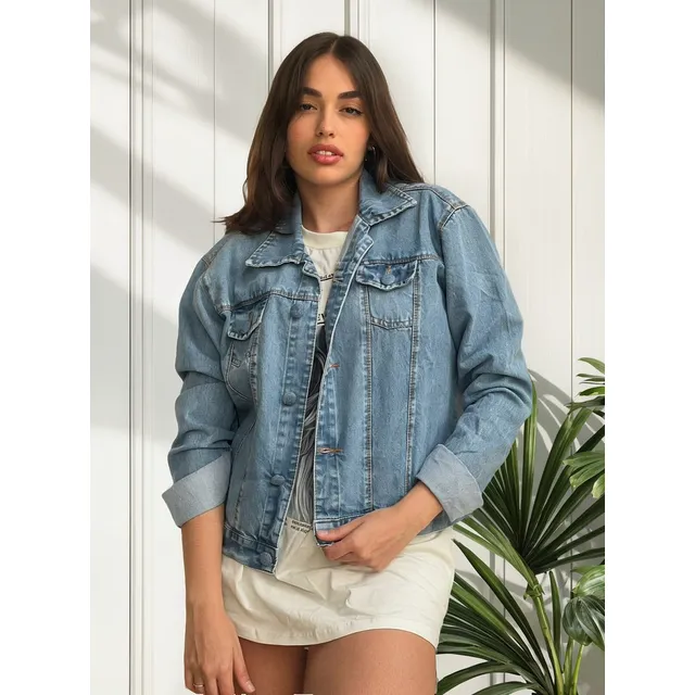 Jaqueta Jeans Feminina Customizada Leão Yeshua
