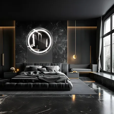 Espelho Iluminado Redondo 90cmx90cm Jateado Com Led E Touch Blanco