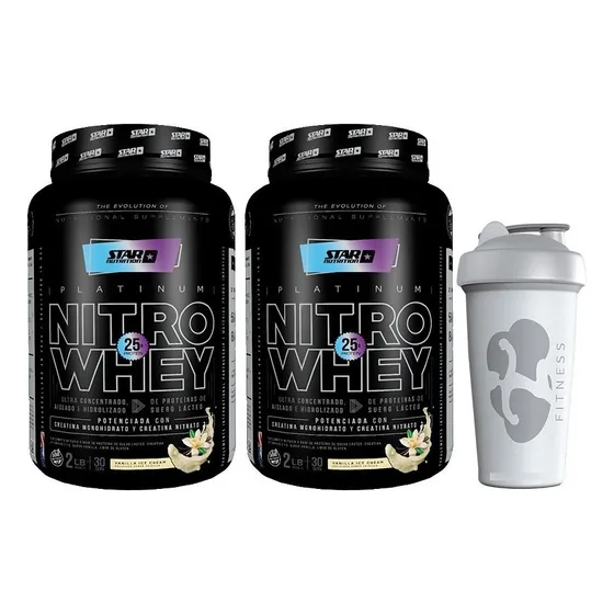 Nitro Whey 2 X 1kg + Vaso - Star Nutrition Sabor Vainilla