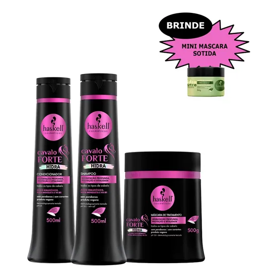 Kit Haskell Cavalo Forte Hidra Shamp + Cond + Masc 500ml