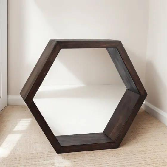 Estante Hexágono Madera Tauro Modelo Mailen 23x27 Cm
