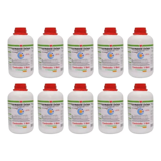 Kit 10 Unid. Farmazole Vetoquinol Ovino/caprino 1l Uso Oral