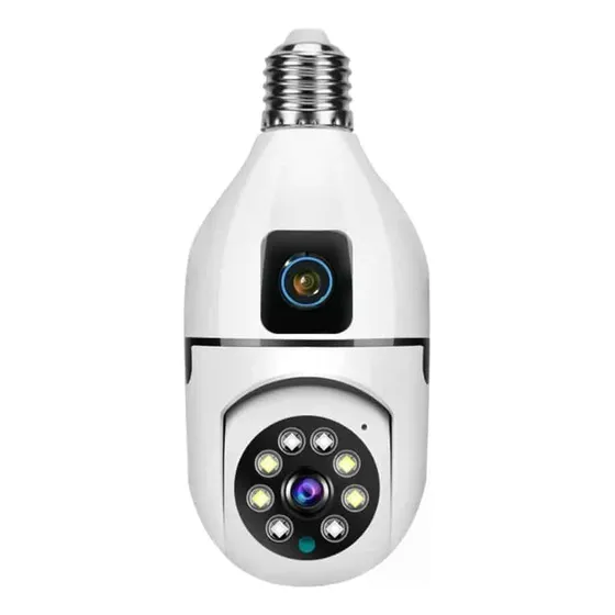 Camara Seguridad Wifi Ip Interior Foco Luz 2 Camaras Blanco