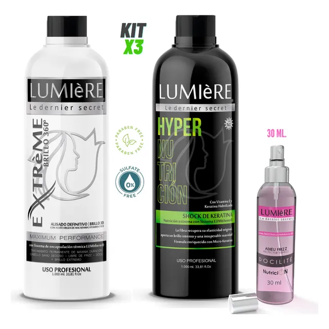 Alisado Brillo 3d + Shock Keratina 2 Lt + Anti Frizz Regalo