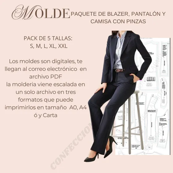 Moldes En Pdf De Pack: Pantalón, Blazer Y Camisa