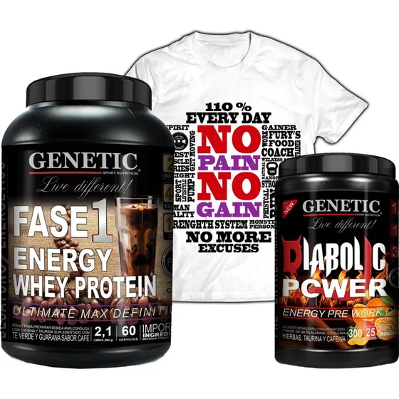 Super Promo Proteina F1 Pre Entreno Diabolic Remera Genetic