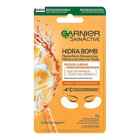 Parches Para Ojos Garnier Hidra Bomb Con Ácido Hialurónico Hidratante 6g