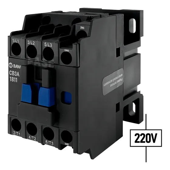 Contactor Tripolar Baw 18a Bobina 220v + 1na 1nc
