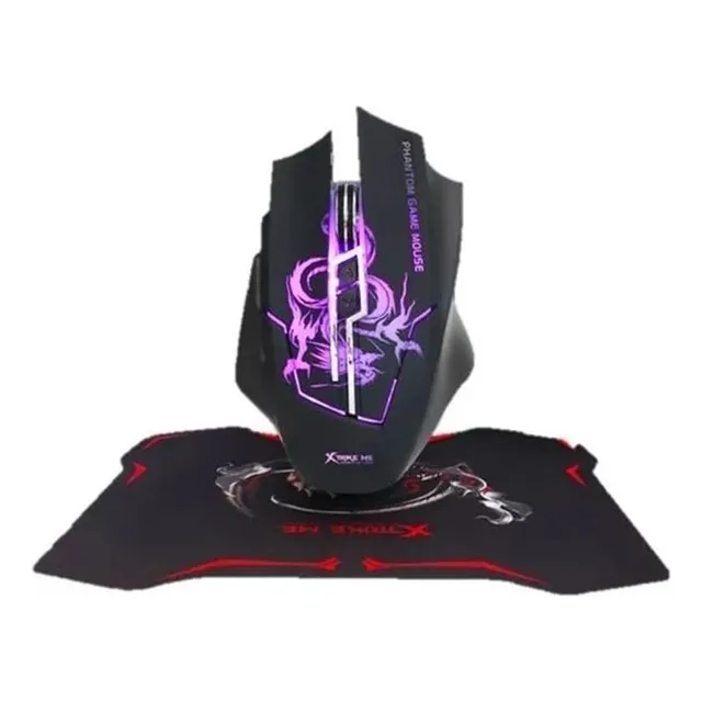 Kit Gamer Mouse Pad Optico 3200dpi Xtrike Me / Tecnocenter Color Negro