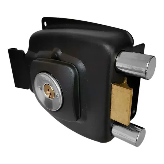 Chapa Cerradura Sobreponer Cerrojo Doble Seguridad Hogar Color Negro