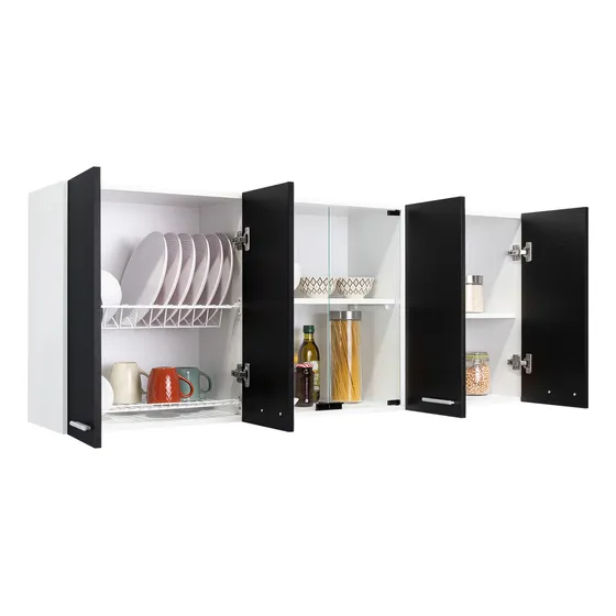 Gabinete Superior De Cocina Rta Alto 60 X Ancho 150 Wengue Color Marrón oscuro