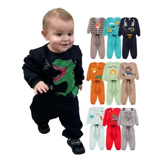 Kit BebĂȘ 6 Peças Moletom Peluciado Menino Infantil Inverno Kit BebĂȘ 6 Peças Moletom Peluciado Menino Infantil Inverno