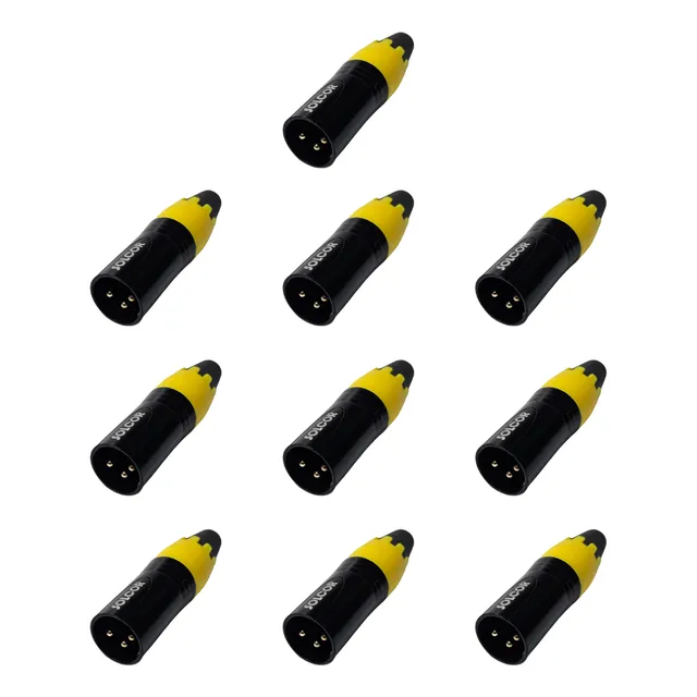 10piezas Conector Audio Xlr Plug Canon Marca Solcor Amarillo