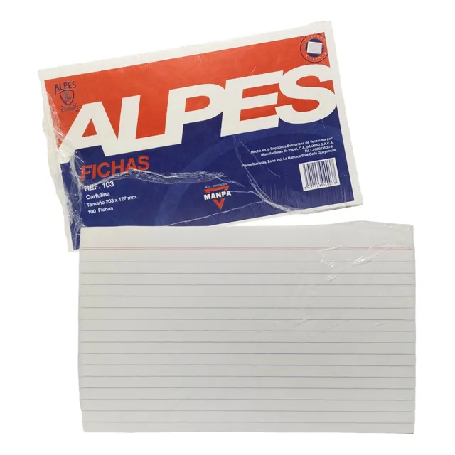 Fichas Grandes Alpes Paq X 100 Und Escolar Bibliográfica 