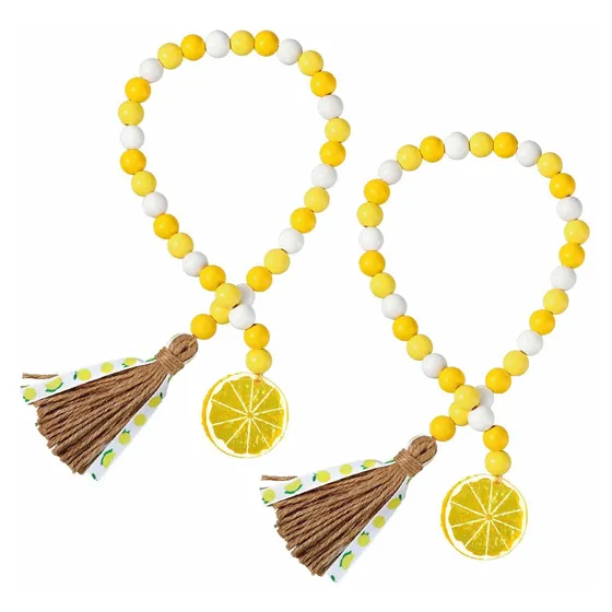 Guirnalda Cuenta Madera Limon Borla Gurnalda Rustica Letrero