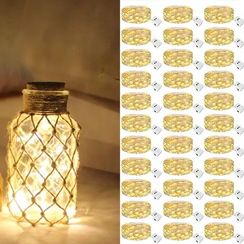 Kit 30 Fio Fada Cordão String Light 2m 20 Leds Branco Quente