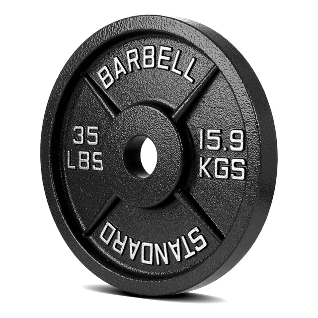 Pesas Discos 35lb Aptas Para Barras/mancuernas Gimnasio Color Negro