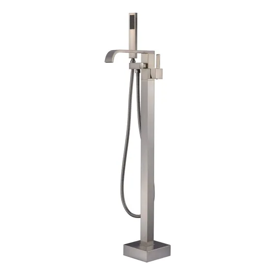 Grifo Mezcladora Piso Para Tina Bañera Niquel Satinado Gami Gris Cromado