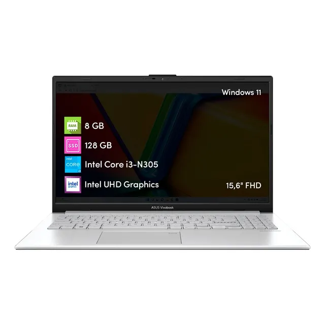 Notebook Asus Vivobook Go Intel I3 8gb 128gb Ssd 15.6' Fhd