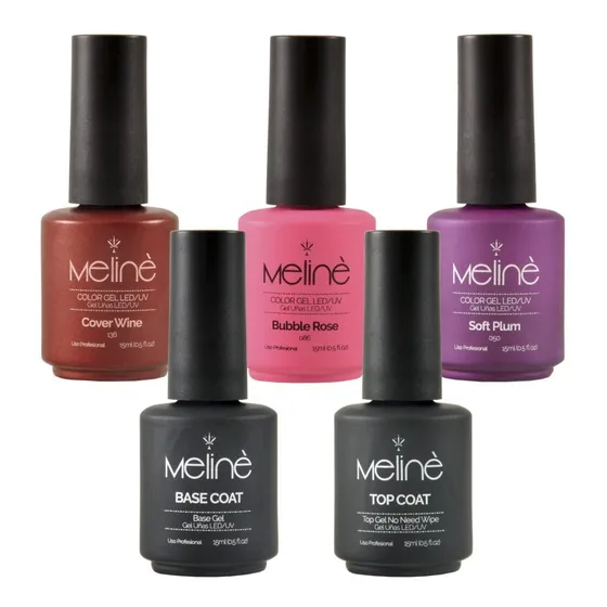 Esmaltes Semipermante Gel Color Base Coat Top Coat Meliné