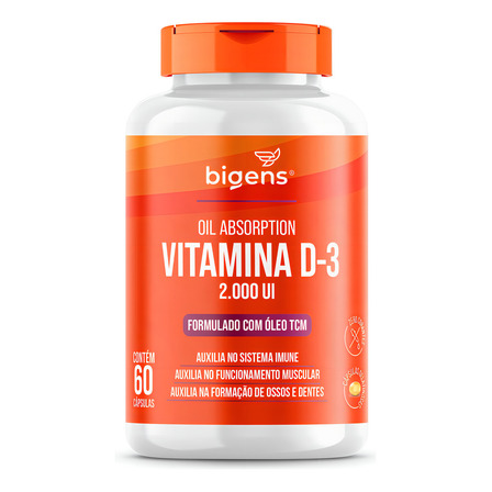 Ultra Oil Absorption Vitamina D3 2000ui C/ Óleo Tcm, 60 Cápsulas | Bigens Ultra Oil Absorption Vitamina D3 2000ui C/ Óleo Tcm, 60 Cápsulas | Bigens
